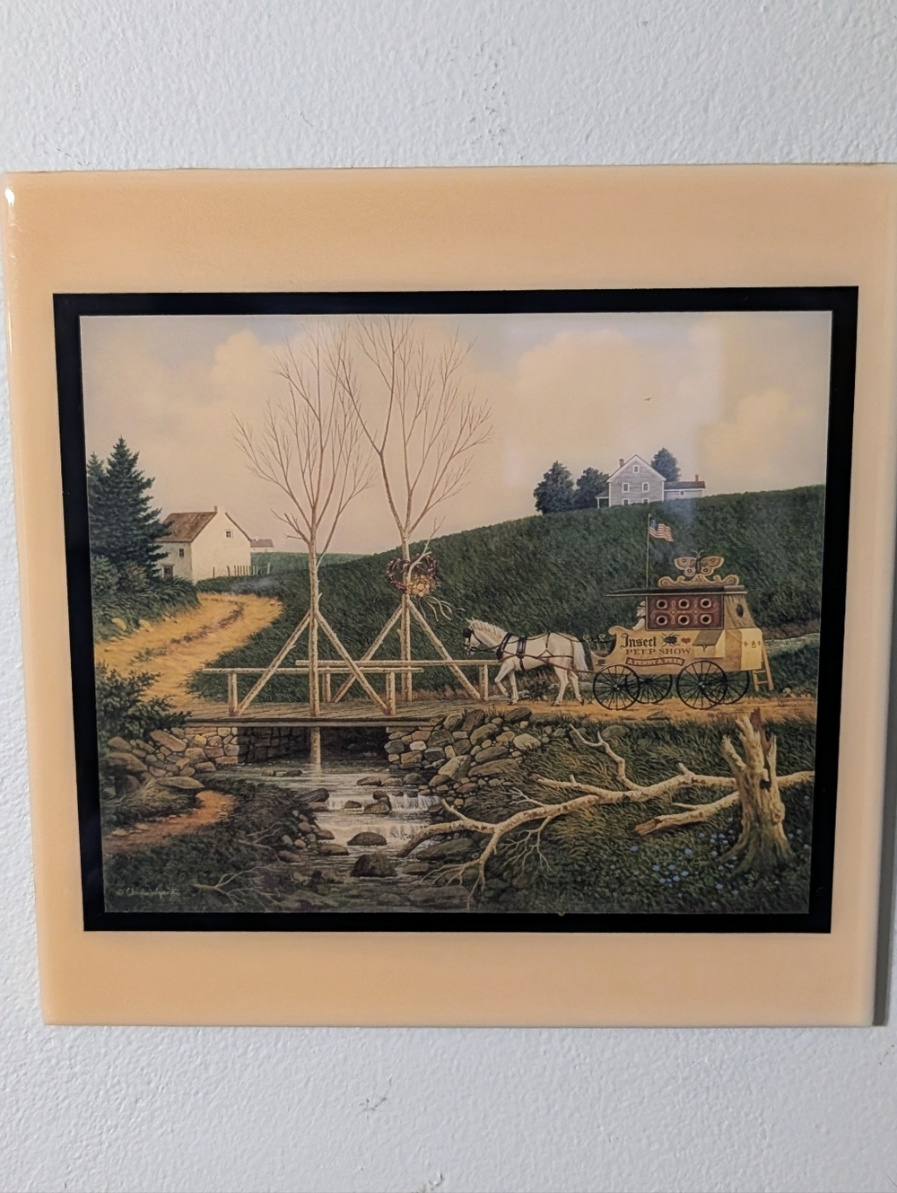 Charles Wysocki Tile Wall Art Americana Vintage Insect Peek Show Country EUC